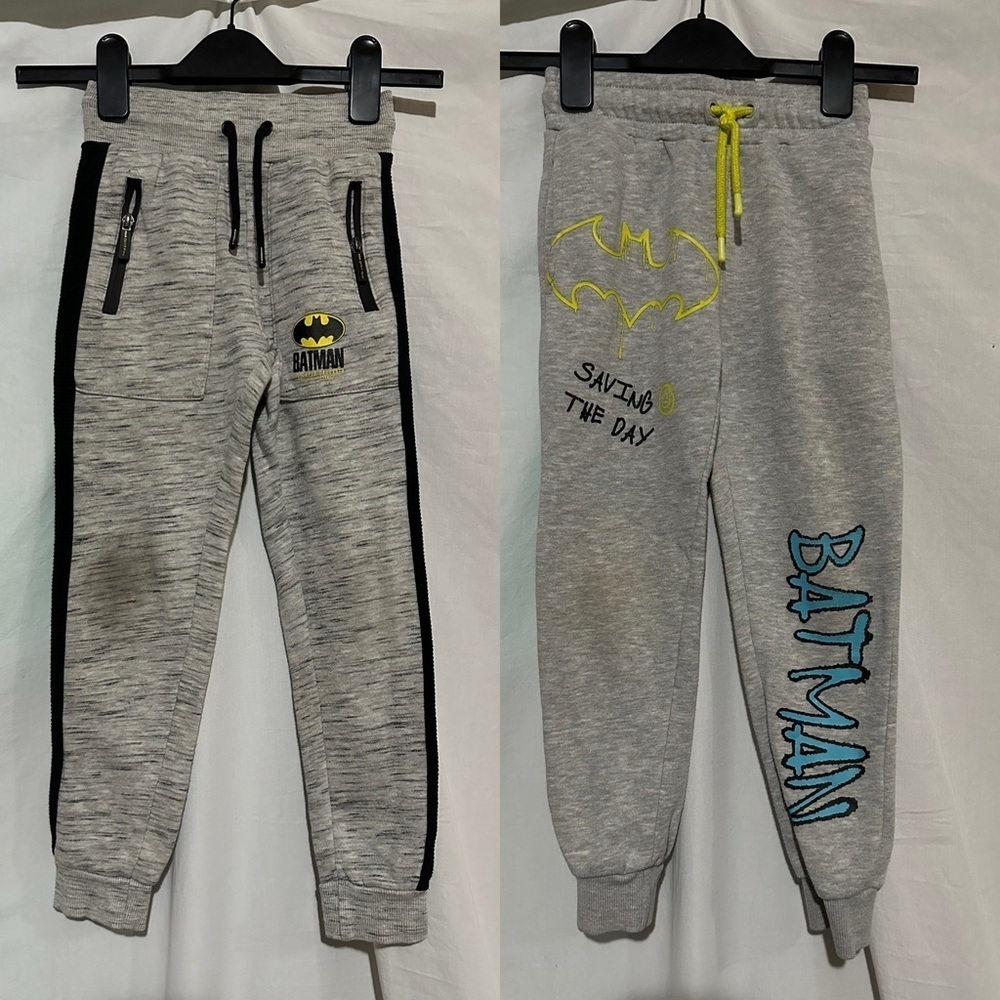 2 pair Gray Batman Kids Jogger Pants size 6/7